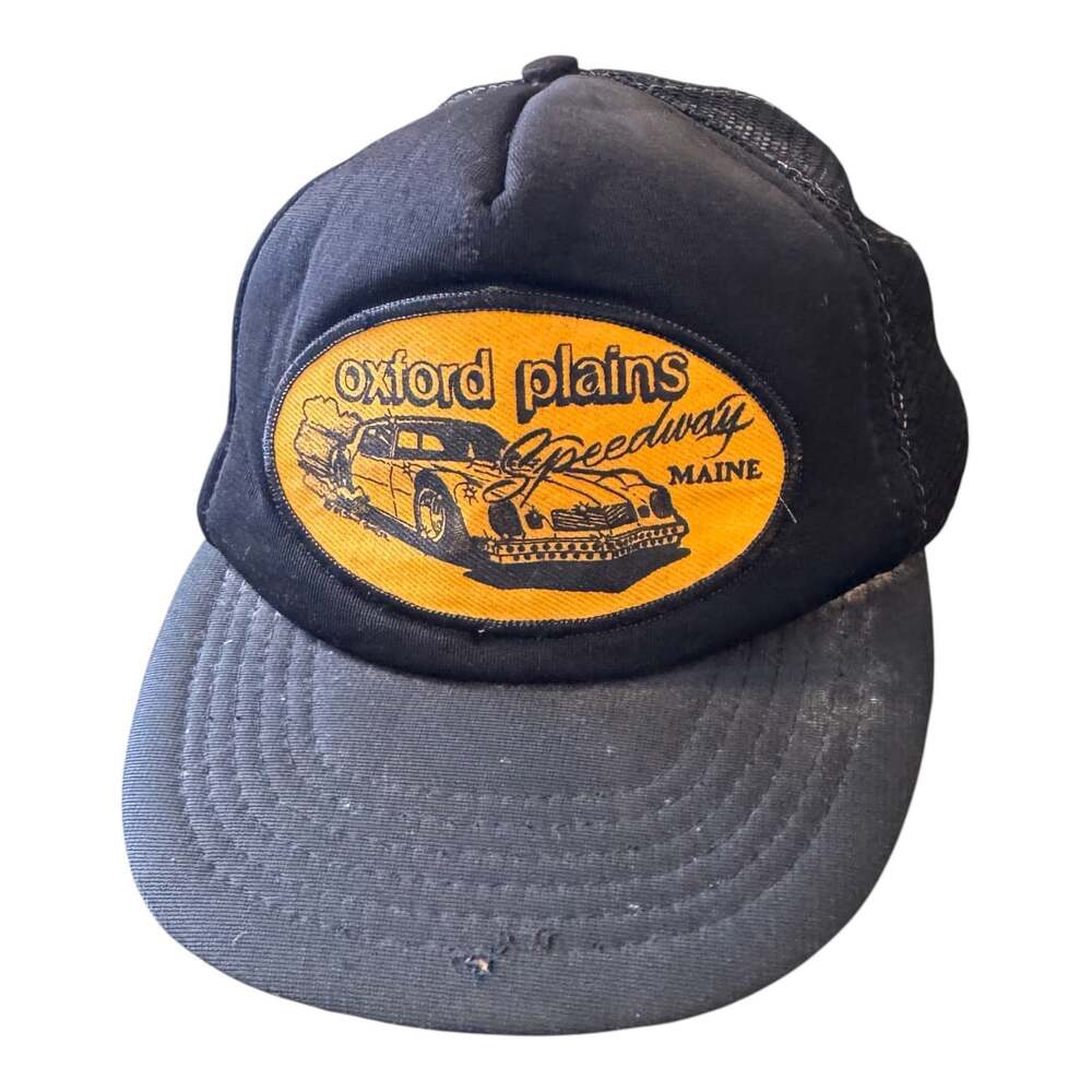 Oxford Plains Speedway Maine Mesh Snapback Trucker Hat Vintage